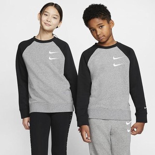 Hanorace Nike Sportswear Swoosh French Terry Crew Baieti Gri Inchis Negrii Albi | JFHT-12354